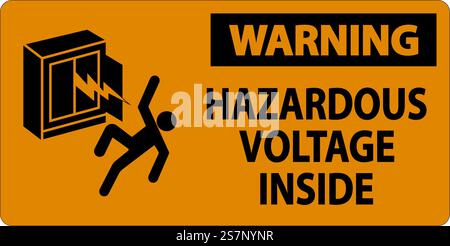 Warning Sign Hazardous Voltage Inside Stock Vector