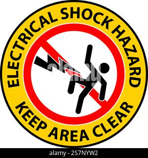 Floor Sign Electrical Shock Hazard - Keep Area Clear Stock Vector
