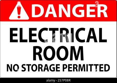 Danger Sign Electrical Room, No Storage Permitted Stock Vector