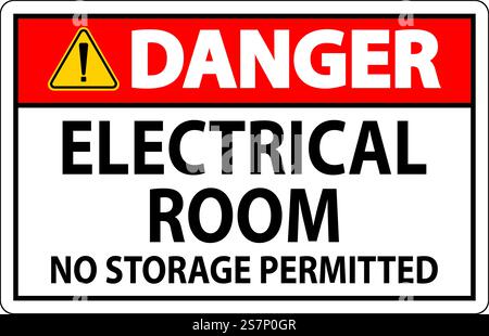 Danger Sign Electrical Room, No Storage Permitted Stock Vector