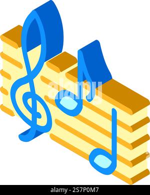 music notes retro isometric icon vector. music notes retro sign. isolated symbol illustration. music notes retro isometric icon vector illustration Stock Vector