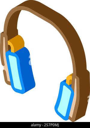 retro headphones isometric icon vector. retro headphones sign. isolated symbol illustration. retro headphones isometric icon vector illustration Stock Vector