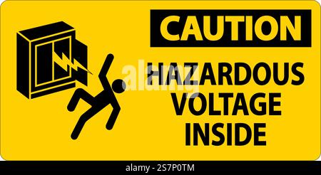 Caution Sign Hazardous Voltage Inside Stock Vector