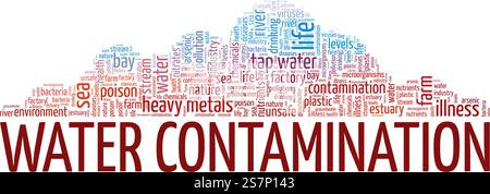 Water Contamination conceptual vector illustration word cloud isolated on white background. Stock Vector