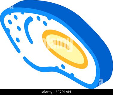 fried egg chicken farm food isometric icon vector. fried egg chicken farm food sign. isolated symbol illustration. fried egg chicken farm food isometric icon vector illustration Stock Vector