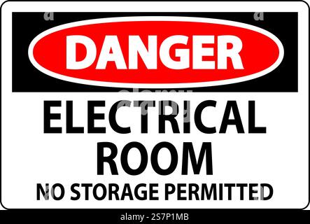 Danger Sign Electrical Room, No Storage Permitted Stock Vector