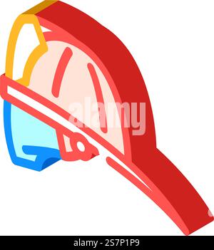 firefighter hat cap isometric icon vector. firefighter hat cap sign. isolated symbol illustration. firefighter hat cap isometric icon vector illustration Stock Vector