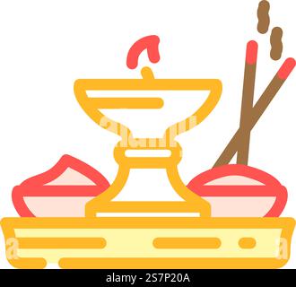 puja thali color icon vector. puja thali sign. isolated symbol illustration. puja thali color icon vector illustration Stock Vector