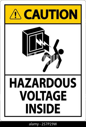 Caution Sign Hazardous Voltage Inside Stock Vector