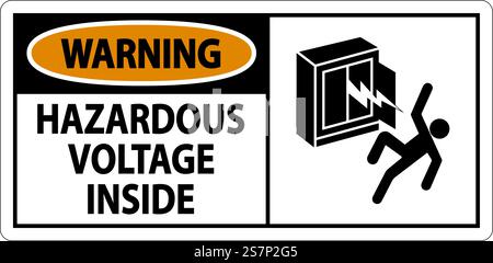Warning Sign Hazardous Voltage Inside Stock Vector