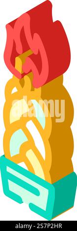 havdalah candle jewish isometric icon vector. havdalah candle jewish sign. isolated symbol illustration. havdalah candle jewish isometric icon vector illustration Stock Vector