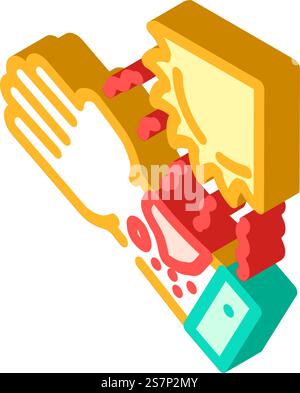 sunburn hot isometric icon vector. sunburn hot sign. isolated symbol illustration. sunburn hot isometric icon vector illustration Stock Vector
