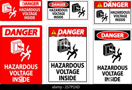 Danger Sign Hazardous Voltage Inside Stock Vector