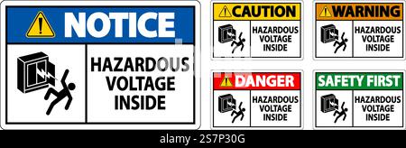 Danger Sign Hazardous Voltage Inside Stock Vector