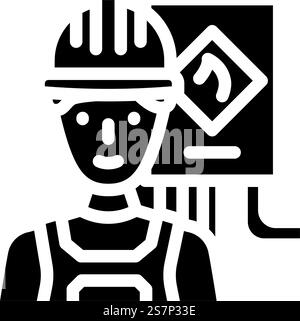technician gas service glyph icon vector illustration Stock Vector ...