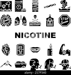 nicotine tobacco unhealthy icons set vector Stock Vector Image & Art ...