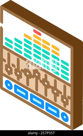 music equalizer retro isometric icon vector. music equalizer retro sign. isolated symbol illustration. music equalizer retro isometric icon vector illustration Stock Vector