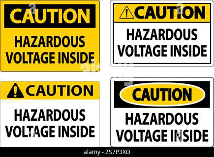 Caution Sign Hazardous Voltage Inside Stock Vector