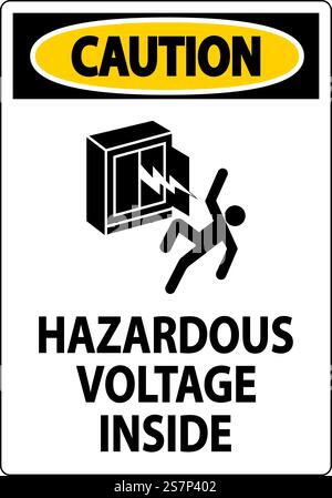 Caution Sign Hazardous Voltage Inside Stock Vector