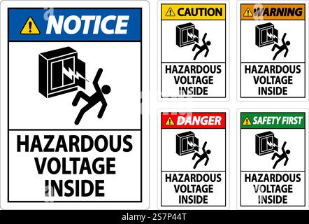 Danger Sign Hazardous Voltage Inside Stock Vector