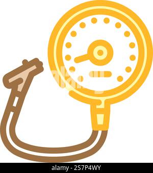 Tire pressure gauge color icon. Isolated vector illustration Stock ...