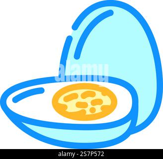 boiled egg cut hen color icon vector. boiled egg cut hen sign. isolated symbol illustration. boiled egg cut hen color icon vector illustration Stock Vector