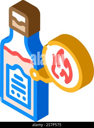 hot sauce bottle isometric icon vector. hot sauce bottle sign. isolated symbol illustration. hot sauce bottle isometric icon vector illustration Stock Vector