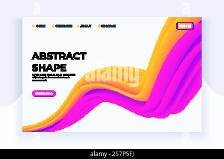 Yellow and red geometric compositions with gradient. Duotone fluid shape. Landing page with gradient 3d flow shape. Yellow and red geometric compositions with gradient. Duotone fluid shape. Landing page with gradient Stock Vector