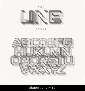Outline modern alphabet, line vector typeset, blend effect letters. Best typography design for banner, poster, flyer and presentation. Monogram logo template. Outline modern alphabet, line vector typeset, blend effect letters. Best typography design for banner, poster, flyer and presentation. Monogram logo template. Stock Vector