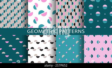 Set of geometric seamless patterns. Stock Vector