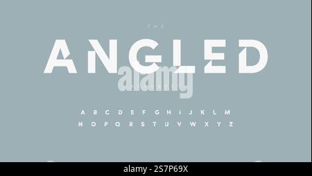 Geometric alphabet letter font. Modern logo letters inner cut serifs. Minimalistic vector typographic design. Internal angled serifs bevel type for tech logo, headline, monogram, lettering, branding.. Geometric alphabet letter font. Modern logo letters inner cut serifs. Minimalistic vector typographic design. Internal angled serifs bevel type for tech logo, headline, monogram, lettering, branding Stock Vector