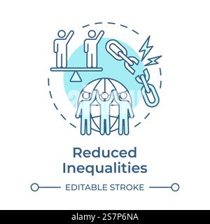 Reduced inequalities soft blue concept icon Stock Vector