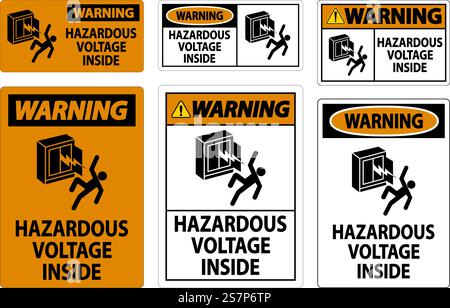 Warning Sign Hazardous Voltage Inside Stock Vector