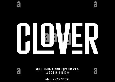 Strong bold condensed sans serif alphabet display font vector with alternate and ligature style. Unique modern typography style illustration Stock Vector
