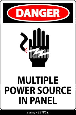 Danger Sign Multiple Power Source In Panel Stock Vector