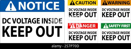 Danger Keep Out Sign, DC Voltage Inside Keep Out Stock Vector