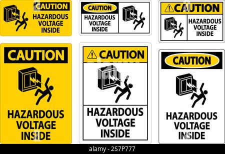 Caution Sign Hazardous Voltage Inside Stock Vector