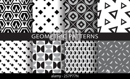 A set of geometric patterns.Vector illustration Stock Vector