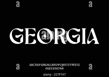 Aesthetic and elegant decorative serif font vector illustration Stock Vector