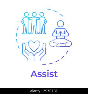 Assist blue gradient concept icon Stock Vector