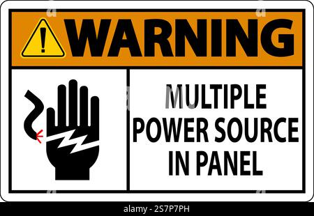 Warning Sign Multiple Power Source In Panel Stock Vector