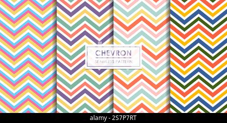 Chevron seamless pattern collection, Decorative wallpaper. Stock Vector