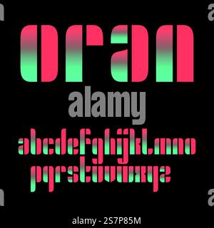Vector condensed original bold display font design, alphabet, lowercase character set. Easy swatch color control Stock Vector