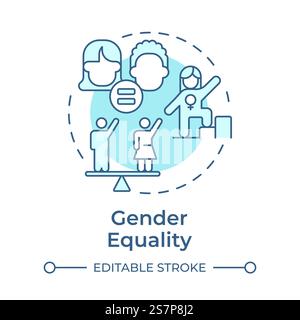 Gender equality soft blue concept icon Stock Vector