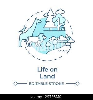 Life on land soft blue concept icon Stock Vector