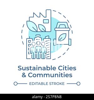 Sustainable cities and communities soft blue concept icon Stock Vector