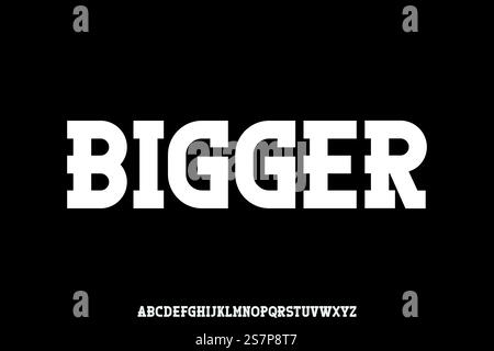 Strong and thick slab serif style display font vector illustration Stock Vector