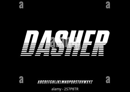 Bold condensed dasher or speed stripe font vector Stock Vector