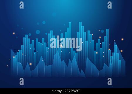 Glowing vector chart of investment financial data. Analysis indicators, statistics diagram, business charts. Infographic elements. Glowing vector chart of investment financial data. Infographic elements Stock Vector