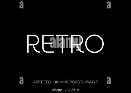 Minimal and clean sans serif retro line font vector Stock Vector
